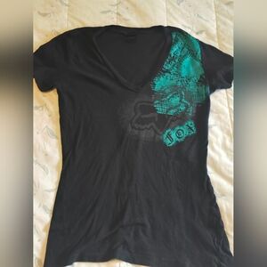 Y2k Womens Tight V Neck Fox Tee